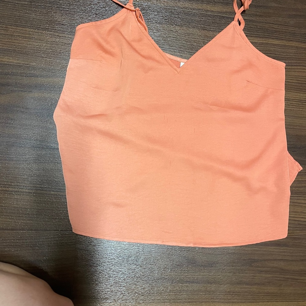 Coral sheer tank top.